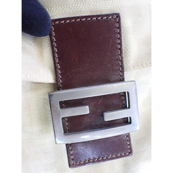 Fendi Zucca Baguette Bag White Silver Vintage Shoulder Purse FF Logo w/dustbag - Picture 11 of 16